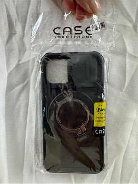 Black Smartphone Case with Integrated Ring Holder - Brand